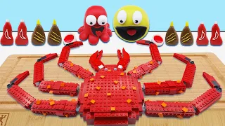 ASMR MUKBANG | Making Mukbang Lego King Crab with Pacman | Pac man Stop Motion