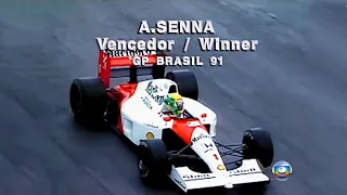 Corrida Completa: Formula 1 GP Brasil 1991 Rede Globo em HD!  Primeira vitória de Senna no Brasil
