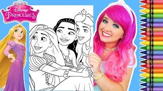 Coloring Rapunzel, Moana & Aurora | Disney Princess GIANT Coloring Page | Crayola Crayons