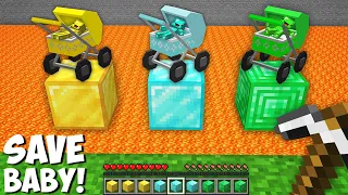 Which STROLLER WITH A BABY TO SAVE in Minecraft ? GOLD VS DIAMOND VS EMERALD BABY !