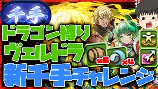 【パズドラドラゴン縛り】シールド完全対策!!超絶火力＆HP700万のヴェルドラ×メローラムで新千手チャレンジを撃破!!!【ゆっくり実況】