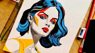 Acrylic painting tutorial for beginners | pop art | pop portrait acrylic painting | portrait art