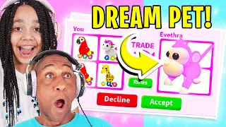 I SURPRISE My Dad With His DREAM PET! Mega Neon Albino Monkey In Adopt Me! Roblox