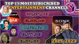 The Top 15 Most Subscribed Entertainment Channels on YouTube! | Daily (2015-2023)