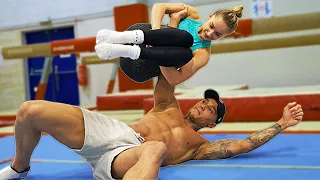 Couples Acro Gymnastics Challenge!? {HUMAN DUMBBELL}