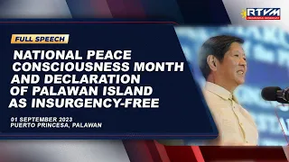 National Peace Consciousness Month and Declaration of Palawan Island as Insurgency-free (Speech)