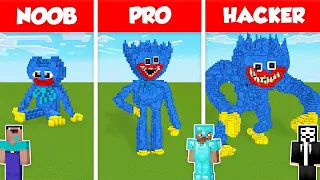 HUGGY WUGGY STATUE BASE HOUSE BUILD CHALLENGE - NOOB vs PRO vs HACKER / Minecraft Battle Animation