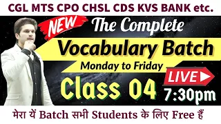 Class 04 The Complete Vocabulary Batch on YouTube by Jaideep Sir|CGL CPO CHSL MTS CDS..for all exams