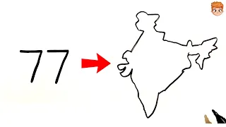 How To Draw India Map Easily Using Number "77" |Indian Map Drawing Step By Step