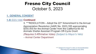 Fresno City Council Meeting 10/5/23