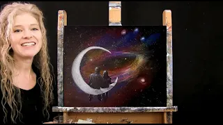 Learn How to Paint STAR GAZERS with Acrylic - Paint and Sip at Home - Galaxy Step by Step Tutorial
