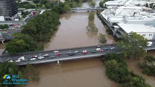 Flooding from the Ipswich CBD on 28 2 2022