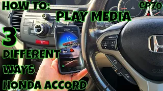 3 different ways to play media in your Honda/how to play music in car usb/connect phone to car aux.