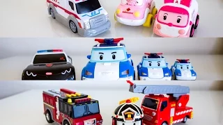 Ambulance Fire truck Police car Roboca Poli Tayo Pororo Toys Video 구급차 경찰차 소방차 폴리 타요 뽀로로 장난감 리뷰