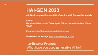 HAI-GEN 2023: 4th Workshop on Human-AI Co-Creation with Generative Models at IUI 2023