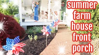 FARMHOUSE FRONT PORCH MAKEOVER | SUMMER PORCH DECORATING IDEAS 2022 | MODERN MEETS PATRIOTIC