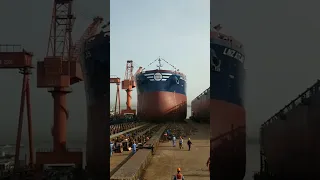 Great ship launching in water #ship