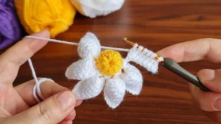 Woww.. 😇 Easy Crochet Tunisian Knitting Flower  Motif - Çok Kolay Tığ İşi Şahane Motif Örgü Modeli..