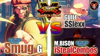 SFV CE 👊🏻 Smug (G) vs SSlexx (Guile) & iStealCombos (M.Bison) [season 5]
