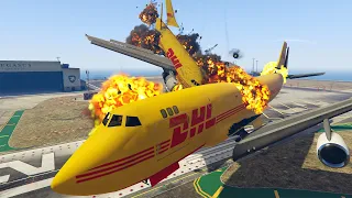 GTA V: Every DHL Airplanes VS Every Boeing 747 Cargo Airplanes Best Longer Crash and Fail Scene 2