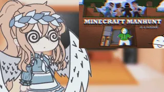 Afton Family Reacts To Minecraft Manhunt in a Nutshell by Newbie is a Pro || Gacha club ||