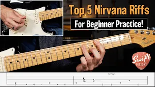 Top 5 Nirvana Practice Riffs - Beginner Guitar Lesson w/ Tabs!