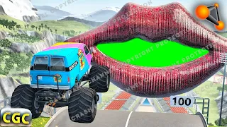 Cars Jumping into Hand with MOUTH Halloween #2 -  BeamNG.Drive Cars Crashes #shorts #beamng