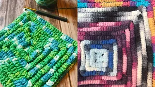 Funky Fun Square Rug Crochet Tutorial LEFT HANDED