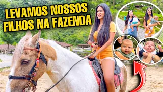 LEVAMOS NOSSOS FILHOS NA FAZENDA PELA PRIMEIRA VEZ e ANDAMOS A CAVALO! *olha isso* 😱