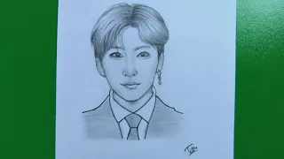 Pencil Sketch Drawing of BTS Jungkook - Drawing Tutorial - Face Drawing - 防弾少年団 - In the Arts