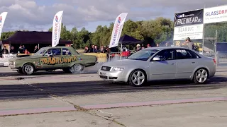 Audi A4 B6 1.8T Quattro vs '64 Plymouth Valiant 1/4 mile drag race