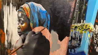 How to Paint a Woman with Child | Black Woman | Acrylic Painting