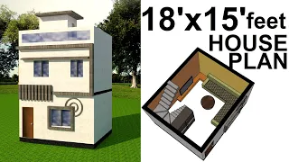 18' X 15' FEET HOUSE PLAN /GHAR KA NAKSHA 18 feet by 15 feet/1BHK PLAN/270 Sq Ft Ghar ka Plan