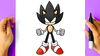 Como DESENHAR o DARK SUPER SONIC passo a passo - Como DIBUJAR a DARK SUPER SONIC fácil