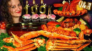 100k CELEBRATION 🎉 I BUILD AN EPIC SEAFOOD BOIL TOWER!!! Q&A | ASMR EATING | ASMR FOOD