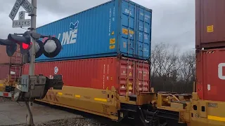 CN Intermodal Train up close speeding up after the Metra Train pasted at Spaulding Junction, IL.