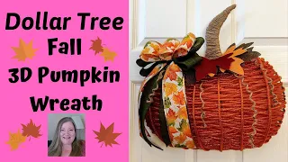 Fall 3D Pumpkin Wreath ~ Fall Wreath ~ Dollar Tree DIY