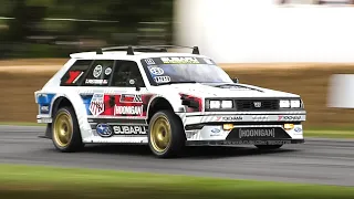 Travis Pastrana' 860HP Subaru GL Wagon Gymkhana 2022 Car w/ Active Aero driven FLATOUT at Goodwood!