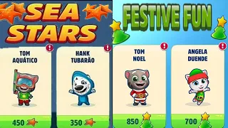 Talking Tom Gold Run Santa Tom vs Elf Angela vs Splash Tom vs Shark Hank vs Roy Raccoon Gameplay