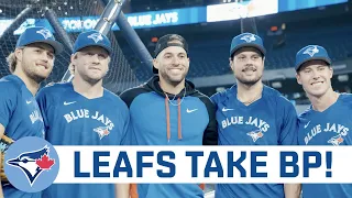 Maple Leafs All-Stars Matthews, Marner, Nylander and Rielly join the Blue Jays for batting practice!