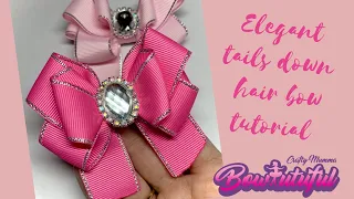 Elegant tails down hair bow tutorial.. How to make hair bows. DIY hair bows🎀 laços de fita: