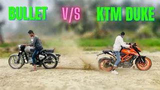 Ktm Sports Bike (Duke 390 ) VS Royal Enfield Bullet Bike (350cc ) | TOCHAN TUG OF WARS