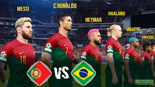 Messi & Ronaldo & Neymar & Haaland & Mbappe & Vinicius | Portugal vs Brazil | eFootball PES Gameplay