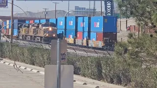 Union Pacific and Amtrak trains in downtown El Paso TX 02/17/24