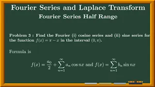 Lecture 13 Fourier Series Half Range in Tamil Find the Fourier sine and cosine Expansion f(x)=pi -x