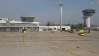 Landing and Taxi at Bratislava Airport, Slovakia - April 2017