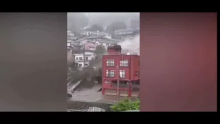 Flood today in China. Street and cars sink in jinan, shandong China, overflows and flood#Flood