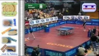 The classic table tennis topspin points by JM Saive vs W. Schlager during ECL 2002 Final