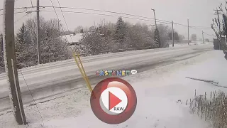 Snow plow hits utility pole