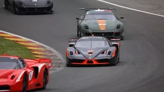 Ferrari Corse Clienti @Spa - Ferrari FXXK, FXX and 599XX evo (full throttle accelerations, flames)